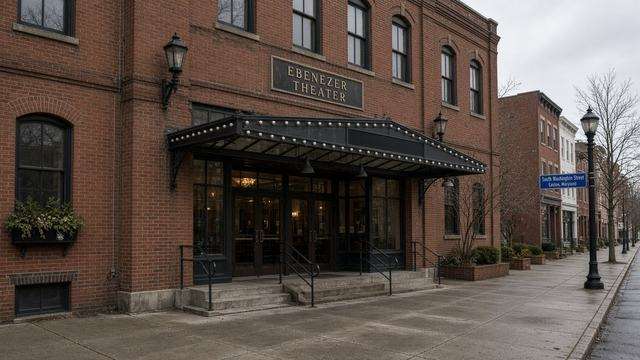 Ebenezer Theater entrance on South Washington Street in Easton