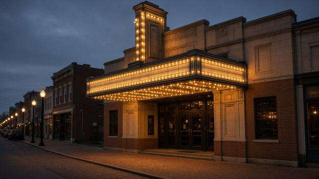 Avalon Theatre marquee on East Dover Street in Easton