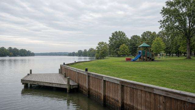 Bellevue Community Park waterfront and public landing on the Tred Avon