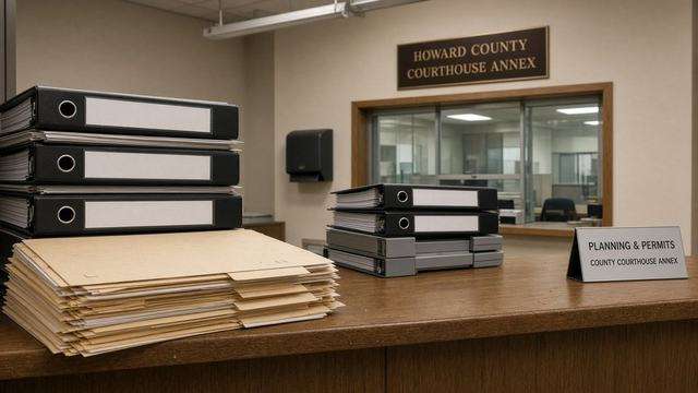 Talbot County planning and permits counter documents at 215 Bay Street