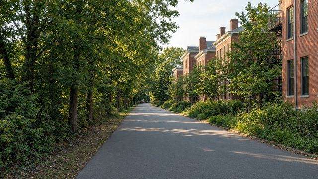 Rails to Trails corridor near downtown Easton
