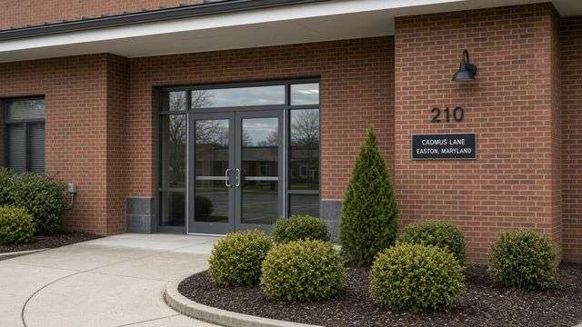 Talbot County Health Department entrance on Cadmus Lane in Easton