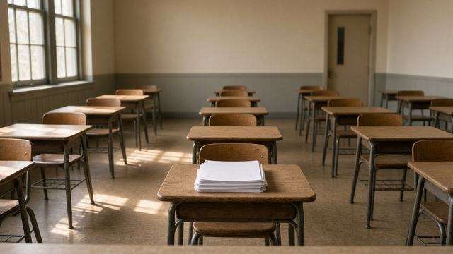 Classroom desks and chalkboard representing Maryland Teacher of the Year finalists