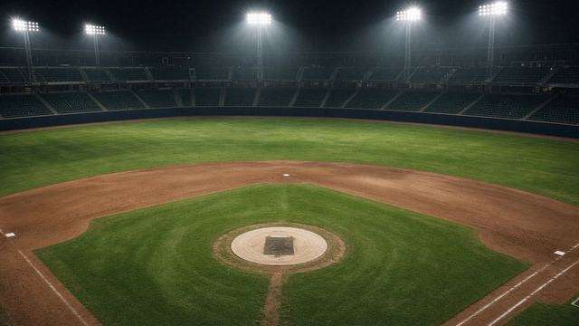 Camden Yards infield and mound before a night game