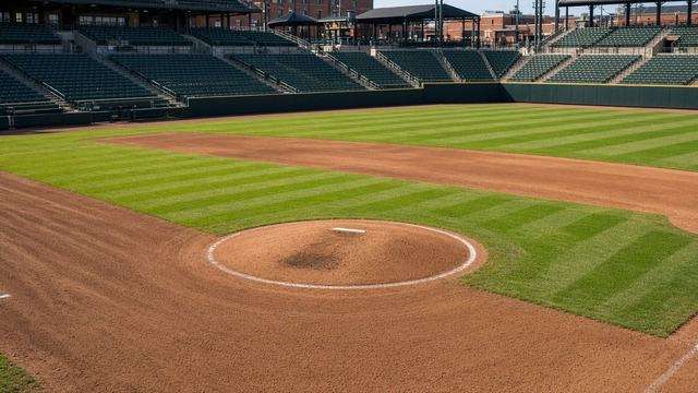 Camden Yards mound and infield during a day game