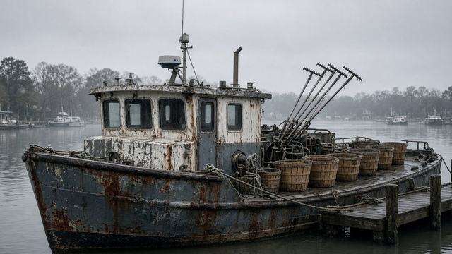 Working oyster boats at Tilghman Island docks