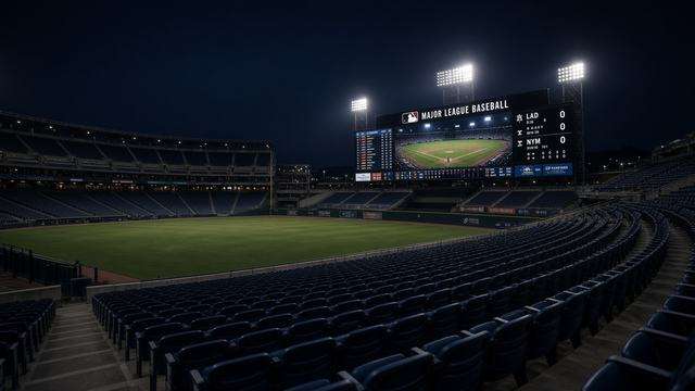 Major League Baseball night game scoreboard