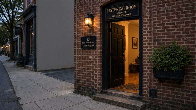 Stoltz Listening Room entrance off East Dover Street in Easton