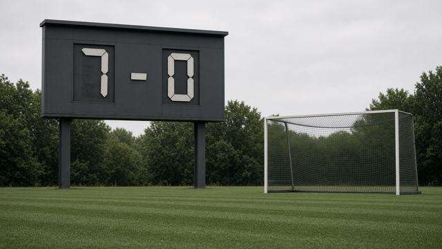 High school field hockey scoreboard after a weekday road match