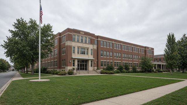 Easton High School exterior on Mecklenburg Avenue in Easton