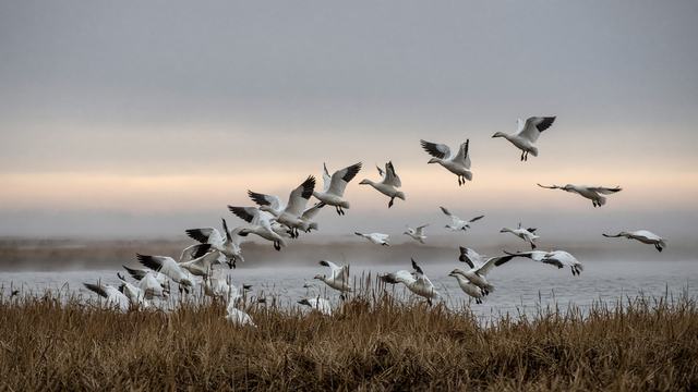 Snow geese at a Chesapeake marsh refuge